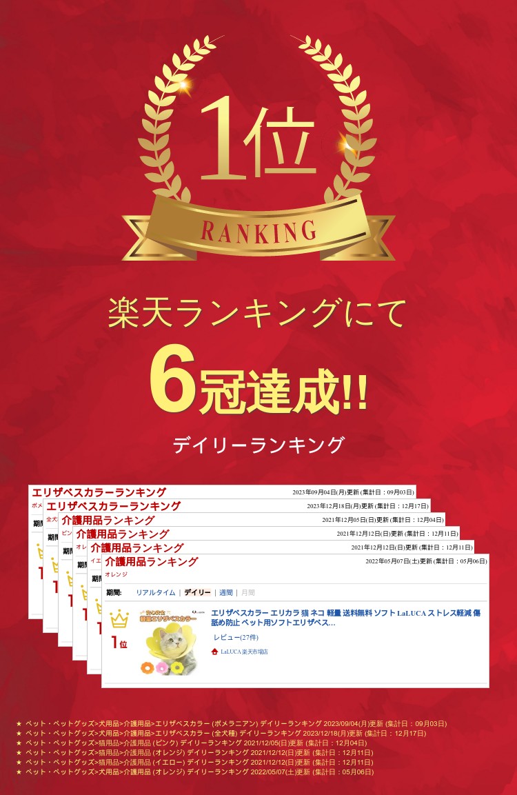 【翌日出荷】 【楽天6冠】 エリカラ エリザベスカラー 猫 ネコ 軽量 ソフト ストレス軽減 傷舐め防止 ペット用ソフトエリザベスカラー LaLUCA